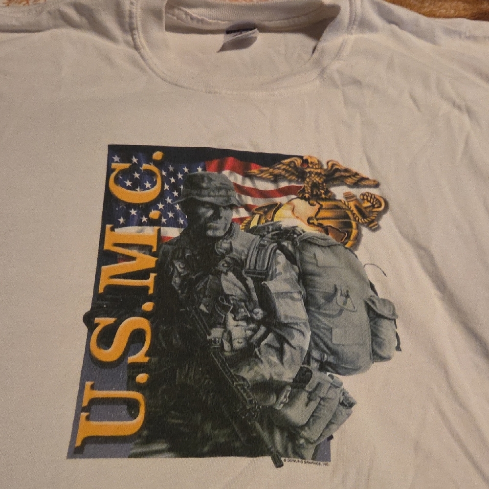 Jerzees White USMC Graphic Tee